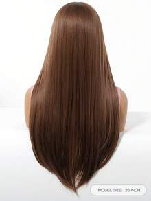 26 Zoll lange lockige braune synthetische Perücke mit Pony für Frauen, hitzebeständig, natürlicher Mittelscheitel, für Cosplay, Partys, Hochzeiten, Halloween und den täglichen Gebrauch