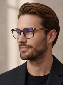 1 pieza Gafas de moda clásica para hombres, de material PC, con lentes de alta definición, ligeras, que favorecen el rostro, minimalistas y elegantes, adecuadas para uso diario, oficina, computadora, escuela, maestros, estudiantes, unisex