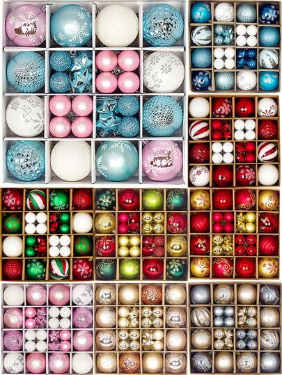 44个悬挂式圣诞球装饰品，3厘米/6厘米喷漆电镀防碎圣诞球，创意圣诞树挂饰，圣诞派对用品装饰品，适合冬季家居装饰和节日庆典、节日派对、圣诞派对、房间装饰、节日装饰、派对礼品、趣味圣诞派对装饰、圣诞假期、新年快乐、圣诞装饰，送给朋友的完美圣诞礼物，圣诞家居装饰，圣诞礼物，圣诞装饰