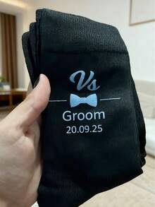 Calcetines personalizados para padrinos de boda, recuerdos de boda personalizados para la fiesta nupcial, calcetines formales con monograma para padrinos, padrino de honor, amor eterno, monograma minimalista, calcetines personalizados para hombres - Multicolor - Ver 4