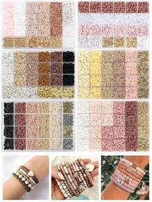 Polymer Clay Beads Kit, Mix Colors Soft Flat Polymer Clay Beads Kit For Jewelry Making, DIY Bracelet Necklace Birthday Gifts Craft Supplies