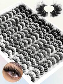 48 Paar lange, voluminöse Kunstwimpern aus Kunstmink, 17-20mm DD-Locken, 5D-Fake-Wimpern, volle Streifen, Manga-Spitzen-Kreuz-Augen-Wimpern, 6 gemischte Stile, Freundschafts-Paket