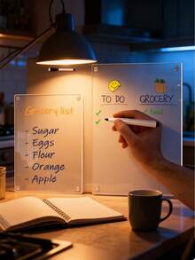 1 pieza Pizarra magnética acrílica 3D para refrigerador, pizarra de mensajes manuscritos, pizarra de planificación semanal y mensual + notas borrables, pizarra magnética para escribir en el refrigerador