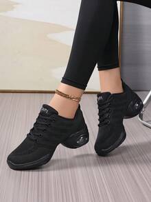 Women's Dance Shoes, Soft Bottom, Breathable Mesh, Suitable For All Seasons, Fitness, Square Dance, Modern Dance - Black - View 1