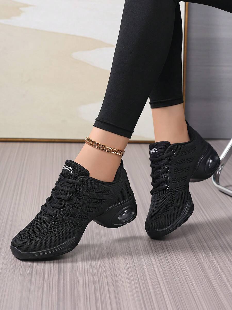 Women's Dance Shoes, Soft Bottom, Breathable Mesh, Suitable For All Seasons, Fitness, Square Dance, Modern Dance - Black - View 1
