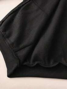 005|Enviado desde México| Sudadera cardigan para hombres Sudadera de cuero negra con impresión en la espalda que dice "Have Good Time, tú, Todo el Día, Un Buen Momento", con la palabra "tú" en color rojo sobre un patrón de cuadrícula negra y blanca - Negro - Ver 6