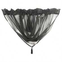 Plain Tasseled Voile Swags All Colours - Net Curtains Voile Swag Valance Pelmet - Baby Pink - View 4