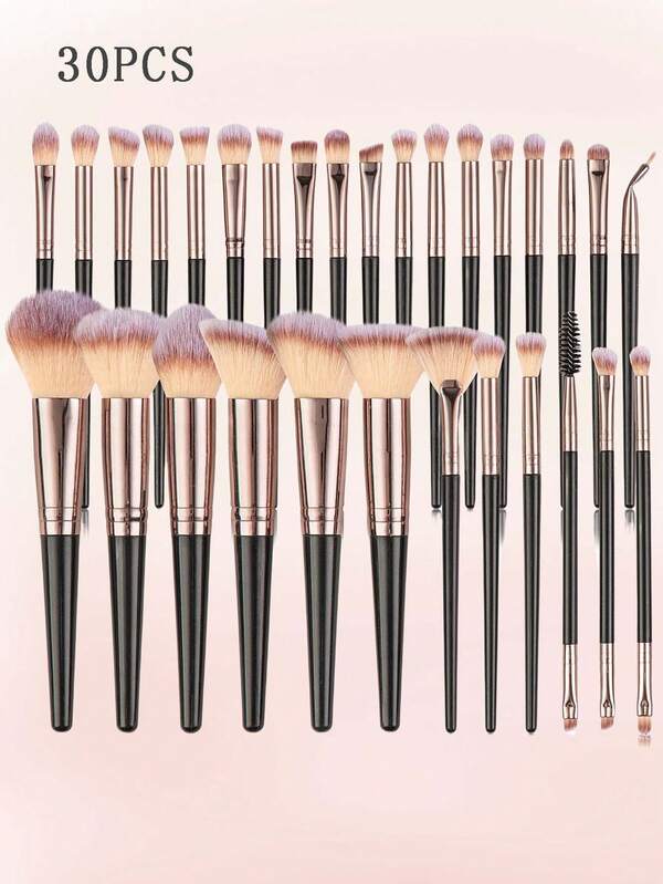 30PCS Professional Makeup Brush Set (Including Loose Powder Puff + Powder Brush + Foundation Brush + Contour Brush + Blush Brush + Eyeshadow Brush + Mixing Brush + Highlight Brush), Suitable For All Skin Types, Easy For Beginners To Use, A Sweet Gift For Girlfriends, Ideal For Daily Makeup And Gifting~