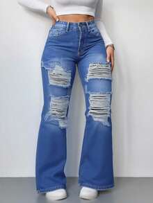 Pantalones vaqueros anchos sueltos y versátiles de mujer con diseño de bolsillos Pantalones De Mujer Mezclilla Anchos Vestir Flojos Casual Cargo De Algodón Acampando En Oferta Baggy Curvy Elegante - Azul Marino - Ver 4