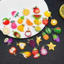 10/20/30pcs Random Mix Resin Fruit Pendants, Cute Fruit Pendant Banana Strawberry Peach Charms For DIY Necklace Bracelet Earrings Jewelry Making