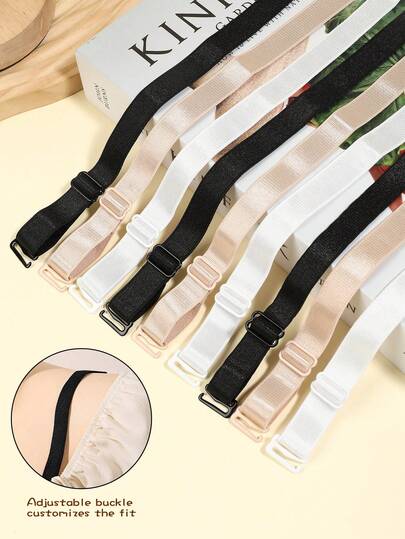 2/6/10/12 peças Alças de sutiã simples e versáteis, alças de ombro ajustáveis multifuncionais antiderrapantes, adequadas para lingerie feminina e acessórios de sutiã.