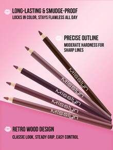 MISSLYN Silky Lip Liner Pencil, Smooth Application, Long-Lasting Color, Precise Outlining, Smudge-Proof, Wooden Pencil Design, Classic Pencil Shape, Soft & Firm Tip, Beginner-Friendly, Available In Lip Colors - #138 - Xem 8