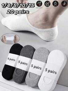 20 đôi tất vô hình cho nam, tất đi thuyền mỏng thoáng khí, thông thường, thích hợp để mặc hàng ngày, ngày lễ, ngoài trời, mùa hè - Nhiều màu - Xem 20