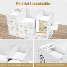 KTMOUW Organizador de Escritorio con Cajones Organizador para Papeles Material Oficina y Papeleria Oficina Accesorios con Espejo Compartimento de Toallas de Papel - Tamaño de bolsillo - Ver 6