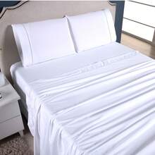 Ponto Palito Bed Sheet Set Kit Single/Double/Queen/King MicroPercal 4 Pieces With Pillowcase 400 Thread Count - White - View 8
