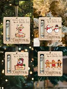 4 piezas Regalo de Navidad, Encantador Tarro de Dinero de Madera, Regalo de Efectivo Perfecto de Navidad para Familiares y Amigos, Decoración del Hogar Navideña, Decoración de Fiesta, Regalo, Decoración Colgante del Árbol de Navidad, Decoración de Habitación, Lindo Tarro de Dinero de Navidad para Guardar Efectivo, Adornos Navideños de Madera, Adornos Colgantes de Tarro de Dinero de Navidad para Guardar Regalos en Efectivo, Árbol de Navidad