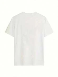 Esta camiseta informal para mujer, 100 % algodón, luce un estampado de monograma. Su cuello redondo y manga corta la hacen cómoda y versátil, perfecta para primavera y verano, ideal para cualquier ocasión. Su color liso la hace perfecta para el día a día. - Blanco - Ver 4