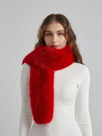 LEAJOURNO. 1pc Faux Fox Fur Collar, Faux Raccoon Fur Scarf Shawl, Fur Trim Collar For Women, Winter