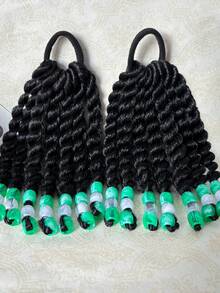 2 pezzi Estensioni per capelli per bambini con perline, eleganti e adorabili extension per coda di cavallo, extension per coda di cavallo con perline gemelle, parrucca sintetica per uso quotidiano e da festa, regalo per capelli