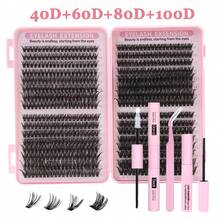 624/640pcs Lash Clusters Kit Wispy Eyelash Clusters Lashes Natural DIY Lash Extension Kit Cluster Eyelash Extensions Kit Curl Individual Lashes Cluster Eyelash - Black - View 12