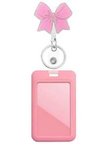 1pc Cute Pink Bow Nurse Badge Reel Retractable With ID Badge Card Holder,Funny Shining Acrylic Badge Reel For Keys Keychain,With A Key Ring,The Best Gift For Doctor,Nurse,Teacher,Student,Office Worker