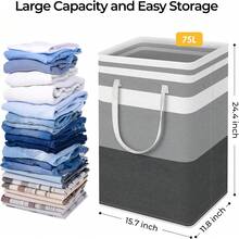 Cesto de Ropa Sucia 2pcs, Cesta de Lavandería 75L, Impermeable, Plegable con Asas Extendidas para Juguetes de Ropa en el Dormitorio y la Familia (Gris) - Blanco - Ver 2
