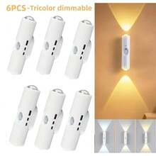 3pcs/6pcs Dual-Head Cat Eye Sensor Wall Lights, USB Rechargeable, RGB Night Light, 3/7 Color Modes, Stepless Dimming, Suitable For Bedroom/Stairs/Closet, Modern Aesthetic Spotlight - Multicolor - View 18