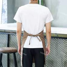 Waterproof Apron With Large Pocket And Adjustable Shoulder Straps Unisex For Coffee And Kitchen - Brown - View 4