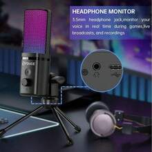 M160 USB Gaming Microphone With RGB Dynamic Color, Touch Mute Button, Headphone Jack, Tripod Shock Mount,For PC PS 5/4
