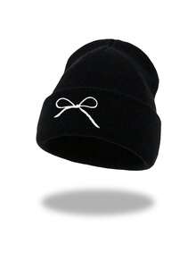 1pc NEW YORK N.Y Embroidered Solid Color Knit , Men And Women Wear It Soft & Comfortable, Minimalist & Fashionable, Suitable For Cold Weather Winter Warm