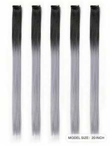 5 PCS Burgundy Colored Clip In Hair Extensions 20 Inch Long Straight Hairpieces Clip In Synthetic, Halloween Cosplay Dress Up Fashion Party Christmas New Year Gift For Women Christmas New Year Carnival Music Festival Use(Burgundy) - 多色 3 - 查看 8