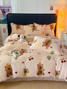 4pcs Kids Milk Velvet Warm Bedding Set Cute Unicorn Kawaii Bear 4pcs Kids Milk Velvet Warm Bedding Set Cute Unicorn Kawaii Bear