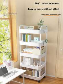 大型多功能四层置物推车，配备4个挂钩和2个挂桶。多种规格可选。加厚加固版，采用耐用PP塑料材质，配备360°旋转轮 | 适用于厨房、浴室和卧室收纳。节省空间的篮筐托盘整理工具 - 彩色 - 查看 5