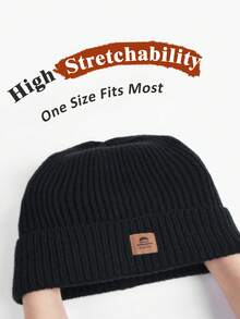 1pc Women Beanie Cuffed Thick Knitted Beanie Hat, Unisex Winter Hat Beanies Skull Cap, Outdoor Accessory