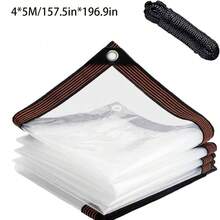 1pc Thick Waterproof Transparent Tarpaulin - 5 Mil Tear-Resistant Windproof Garden Transparent Polyethylene Tarpaulin With Grommets, PVC Tarpaulin For Winter Window Protection And Winter Protection