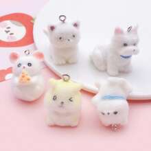 2/5 件植绒树脂动物（狗等）套装，用于制作珠宝 DIY 项链/手链/耳环配件。 - 均碼 - 查看 12