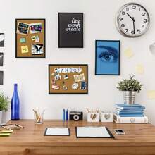 16x12-tums korktavla med svart ekram, visionsplaneringstavla, anslagstavla i trä, idealisk för skolor, hem och kontor, väggförvaringsställ, snygg förvaringslåda, modern korktavla, premiummaterial, väggmonterad anslagstavla i massivt trä, för yrkesverksamma och lärare