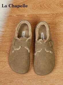 1 par de zapatos casuales de suela gruesa con cordones y suela blanda para mujer de La Chapelle, zapatos planos de exterior de puntera redonda, botas de nieve de invierno, zapatos para ir al trabajo, de unicolor, elegantes, de suela blanda, adecuados para estudiantes, fotos de graduación, zapatos planos, zapatos deportivos de cuero de caña baja para mujer