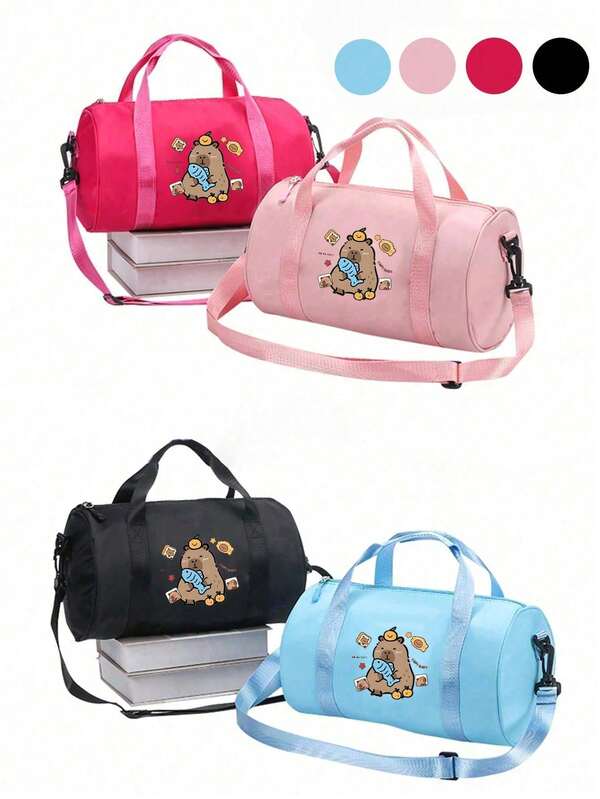 1pc Zipper Closure Fashion Cartoon Capybara Print One Shoulder Handheld Cute Dance Bag Travel Bag, Dance Bag Clothes Storage Bag, Ballet Storage Bag, Dance Shoes Bag - Lightweight And Portable - Suitable For Ballet, Jazz And Modern Dance - Perfect Gift For Dancers