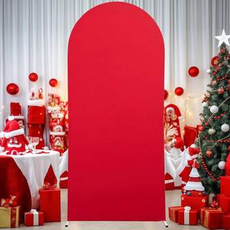 5ft, 6ft, 6.6ft, 7.2ft Red Arch Backdrop, 2 Sides Spandex Stretch Fabric Arch Backdrop Suitable For Wedding Arch, Birthday Party, Wedding Arch Decor (Arch Frame Not Included, Fabric Background Only)