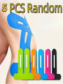 3/5 Peças Tiras Elásticas de Fita Muscular Pré-Cortadas - Joelho, Parte Inferior das Costas, Bunda, Perna, Braço - Adesivo Antiderrapante Multicolorido, Adequado para Atletas, Academia, Esportes e Fitas para Joelho