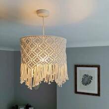 Handmade Cotton Rope Woven Lamp Shade, Bohemian Style Decor For Nordic Pendant Light, Suitable For Homestay Soft Furnishing - Beige - View 6