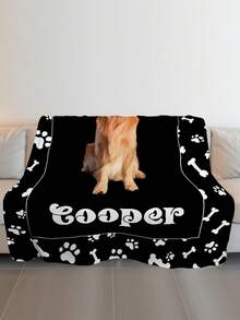 1pc Custom Photo Blanket For Bed, Multipurpose Living Room Sofa Outdoor Beach Camping Pet, Personalized Family/Pet/Couple Text Printed Bedding Blanket, Personalized Christmas Gifts, Family Gift, Birthday Gifts, Gift For Friend, Gift For Her