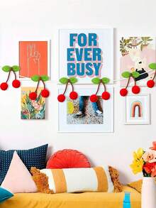 1/3 Guirlande de cerises, décorations de fête d'anniversaire de cerises, bannière de cerises DIY en pompons et feutre, décoration suspendue pour Noël, anniversaire, mariage, décoration DIY