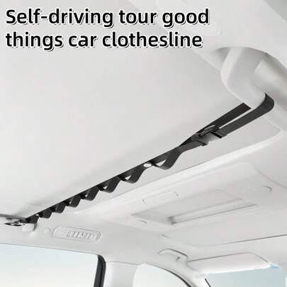 1 Multi-Functional Portable Car Clothes Hanger With Adjustable Car Clothes Hanger With Hooks, Travel Clothes Hanger Rod, Travel Clothes Hanger Suitable For Cars