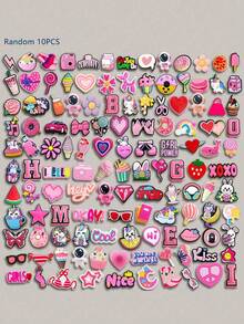 10/20/30/50/80pcs Random Pink Shoe Charms PVC Pink Girl Shoe Charms For Shoe Decoration - Pink - View 11