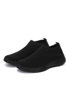 女士新款一脚蹬袜子跨境热销休闲运动轻便大码老年/妈妈鞋 - 黑色 - 查看 15