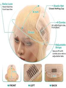 613 250 Density Deep Wave Wigs Human Hair 13x6 HD Transparent Lace Front Wigs Human Hair Pre Plucked Glueless With Baby Hair Blonde Colored Brazilian Remy Kinky Curly Lace Closure Wigs For Women Daily Use - 金色 - 查看 5