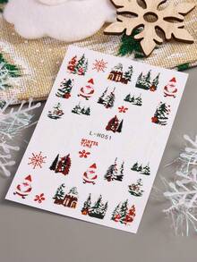 3D Weihnachtsmann Elch Nagelkunst Aufkleber Abziehbilder selbstklebend Feiertage Kinder süß rot weiß Schneeflocke Kiefer Baum Elch Nagel Zubehör Nagelkunst Design Dekorationsaccessoires Nägel - Verschiedenfarbig - Übersicht 8