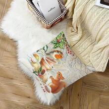 Christmas Cushion Christmas Decoration Indoor Christmas Decoration Christmas Decorations Christmas Decorations Cushion Cover 40 X 40 Cm Winter Motif Robin Squirrel Christmas Cushion Cover Xmas Sofa
